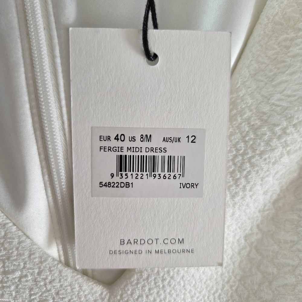 Bardot White Midi Dress with Puff Sleeves - Picture 5 of 11